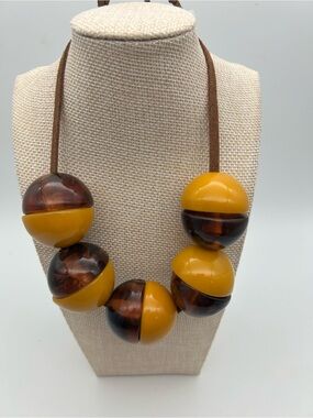 Handmade Brown & Mustard Bead Statement Necklace